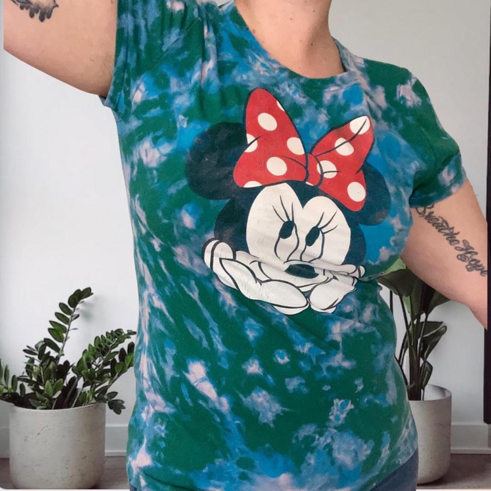 Disney Reworked Dyed Minnie Mouse Graphic Tee Slim Fit XL Blue Green